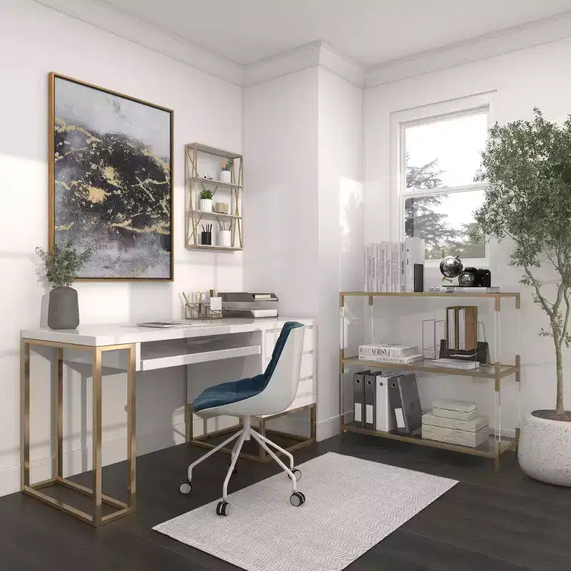 Étagère murale en bois à 4 niveaux Or 61x41 cm | Décoration Glamour de Luxe