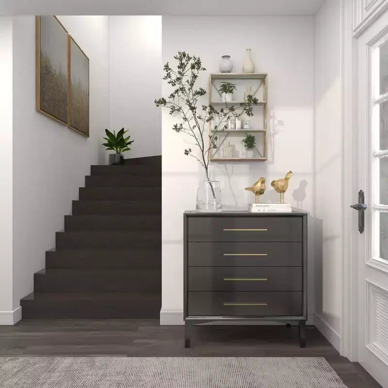 Étagère murale en bois à 4 niveaux Or 61x41 cm | Décoration Glamour de Luxe