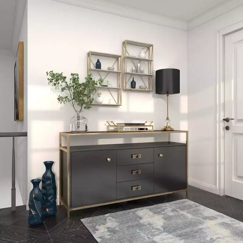 Étagère murale en bois à 4 niveaux Or 61x41 cm | Décoration Glamour de Luxe