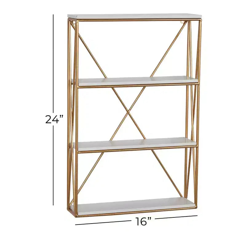 Étagère murale en bois à 4 niveaux Or 61x41 cm | Décoration Glamour de Luxe
