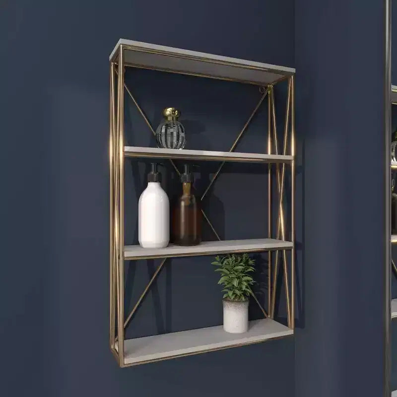Étagère murale en bois à 4 niveaux Or 61x41 cm | Décoration Glamour de Luxe
