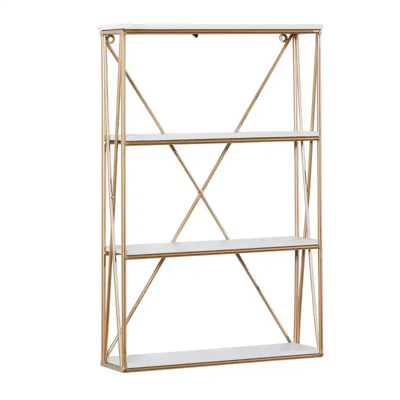 Étagère murale en bois à 4 niveaux Or 61x41 cm | Décoration Glamour de Luxe