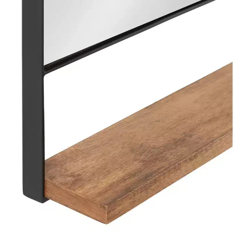 Miroir mural carré 81x81 cm avec étagère naturelle | Style Chadwin