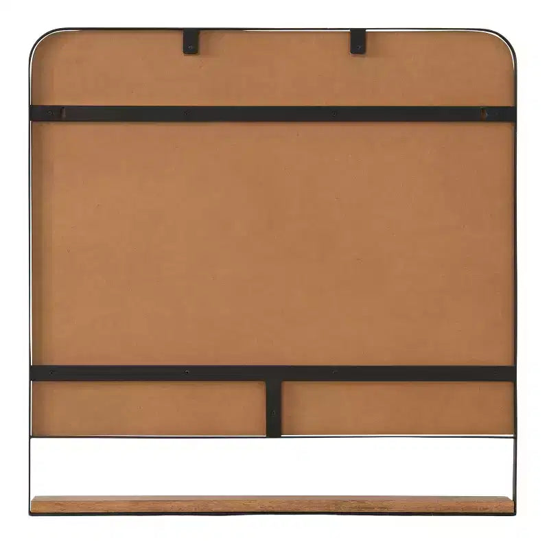 Miroir mural carré 81x81 cm avec étagère naturelle | Style Chadwin