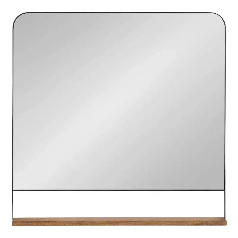 Miroir mural carré 81x81 cm avec étagère naturelle | Style Chadwin