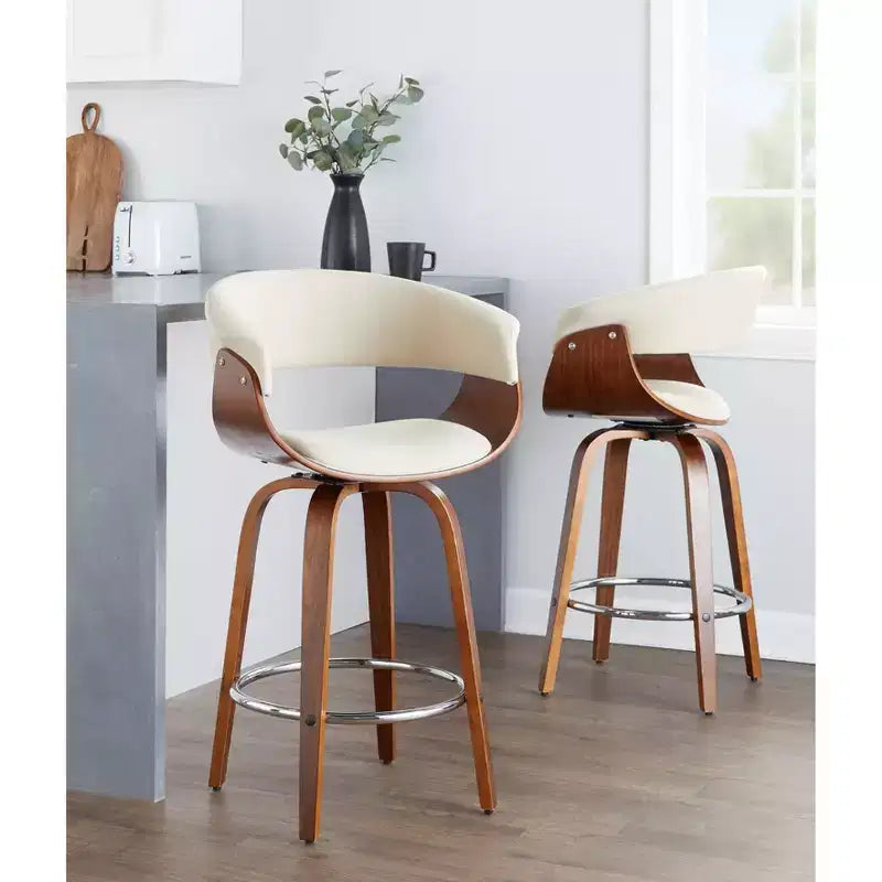 Lot de 2 tabourets de bar pivotants hauteur comptoir | Style vintage moderne, repose-pieds