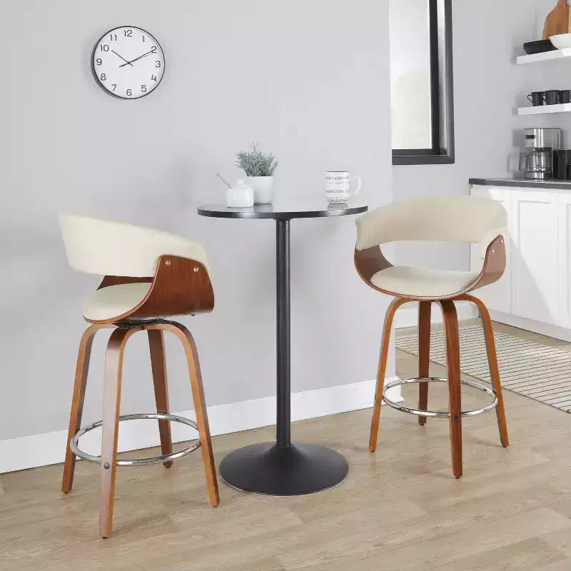 Lot de 2 tabourets de bar pivotants hauteur comptoir | Style vintage moderne, repose-pieds