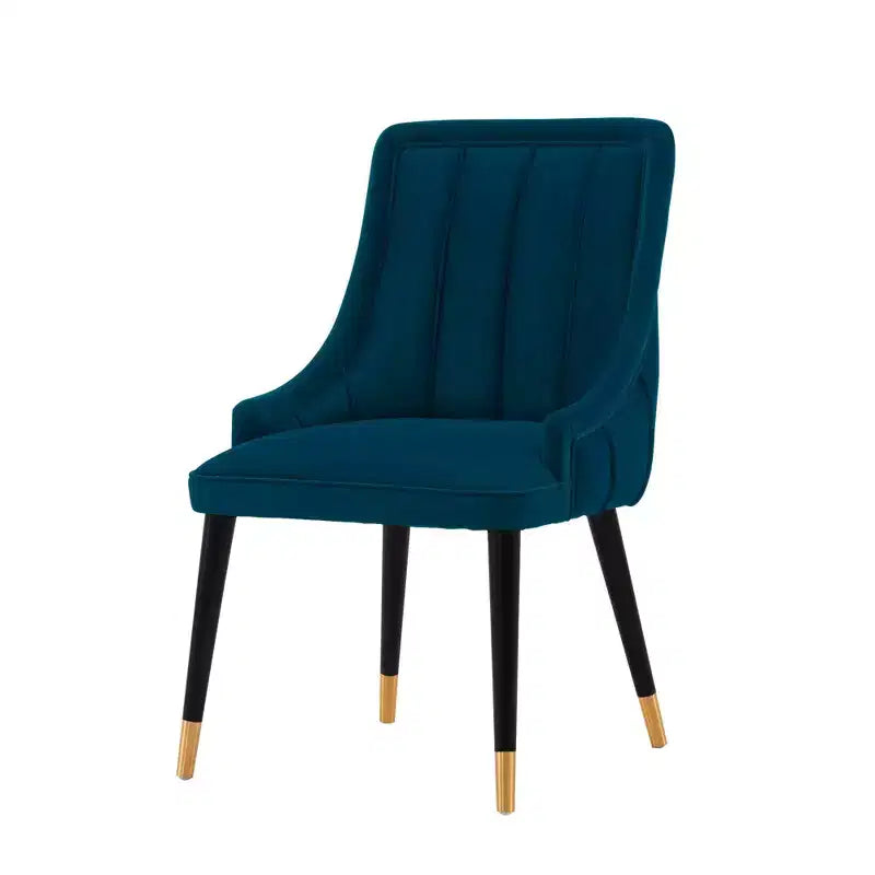 Chaise de salle à manger moderne capitonnée en velours | Bleu nuit