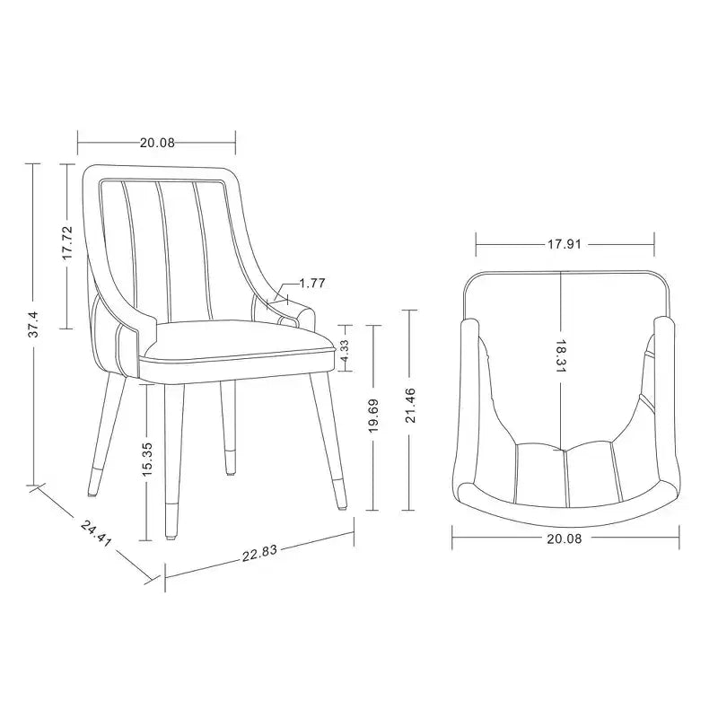 Chaise de salle à manger moderne capitonnée en velours | Bleu nuit