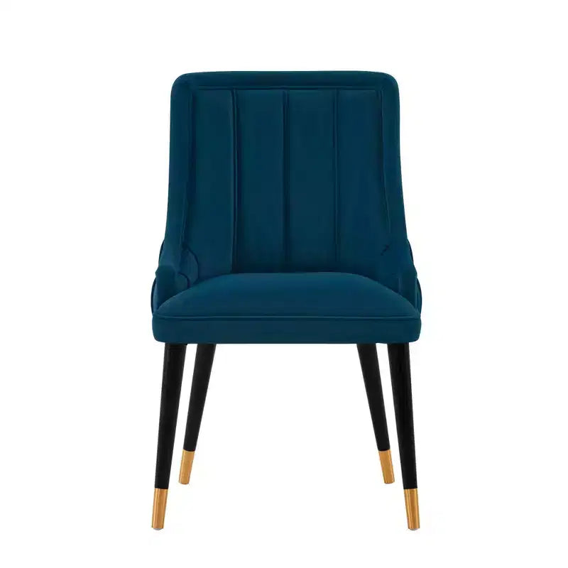 Chaise de salle à manger moderne capitonnée en velours | Bleu nuit