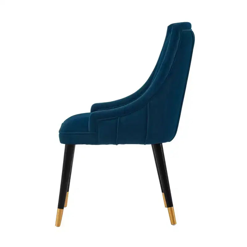 Chaise de salle à manger moderne capitonnée en velours | Bleu nuit