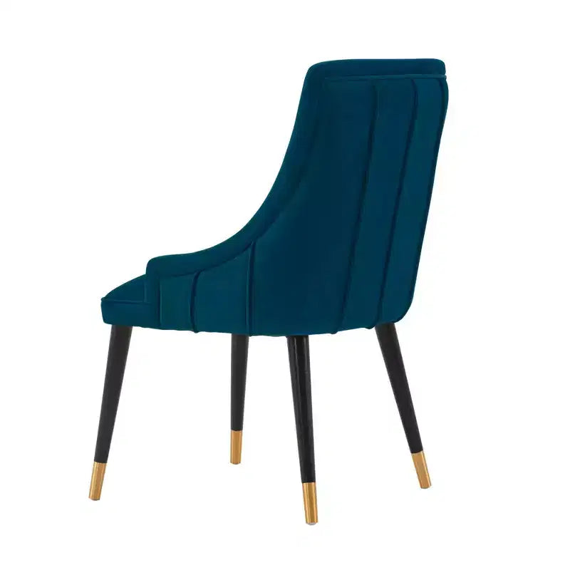 Chaise de salle à manger moderne capitonnée en velours | Bleu nuit