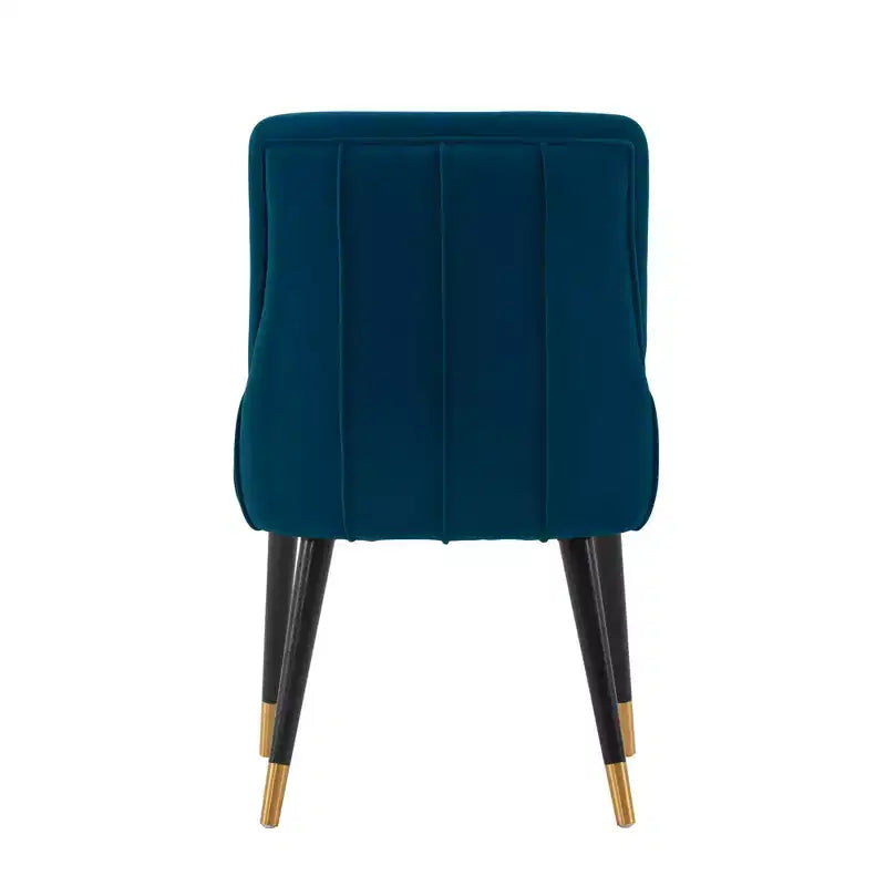Chaise de salle à manger moderne capitonnée en velours | Bleu nuit