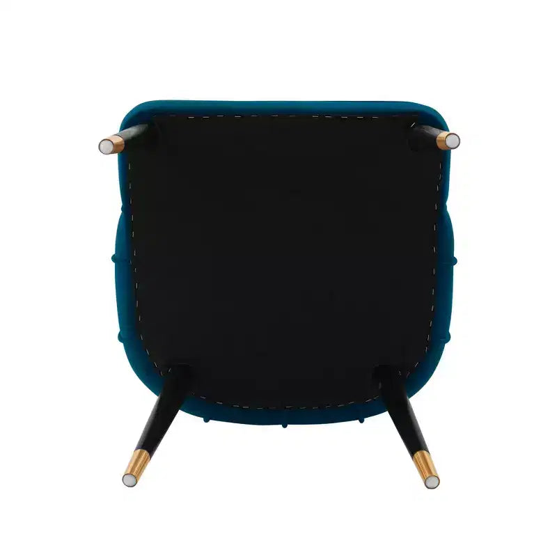 Chaise de salle à manger moderne capitonnée en velours | Bleu nuit