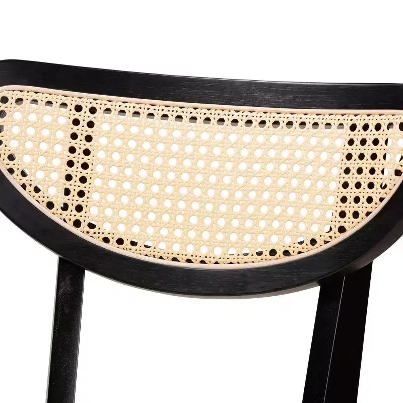 Lot de 2 chaises de salle à manger | Détails en rotin de style Mid-Century, Rembourrage en mousse