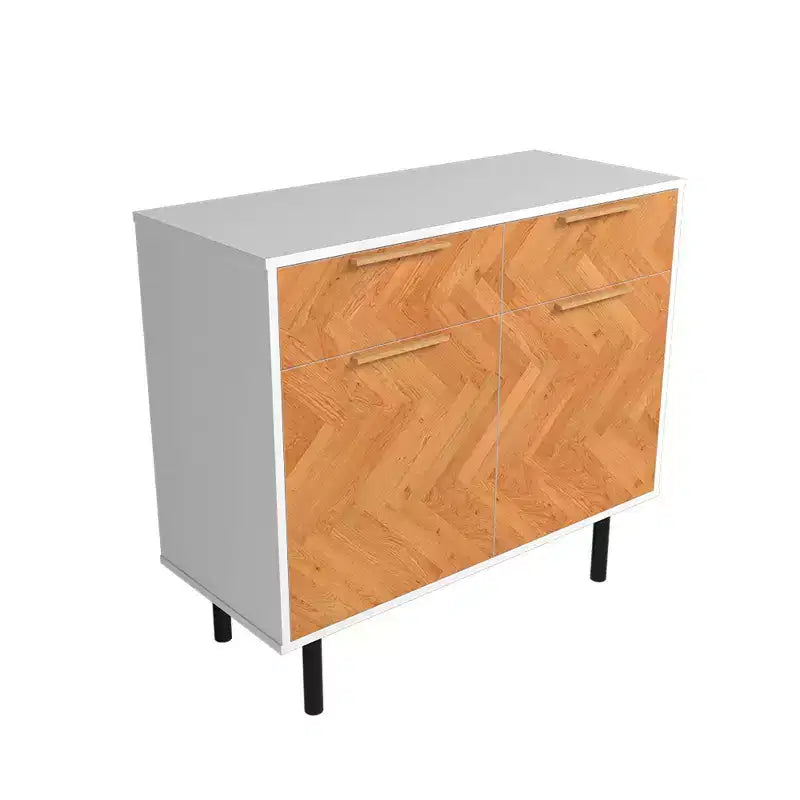Manhattan Comfort Liam Buffet 4 Étagères Mid-Century Moderne Blanc/Bois