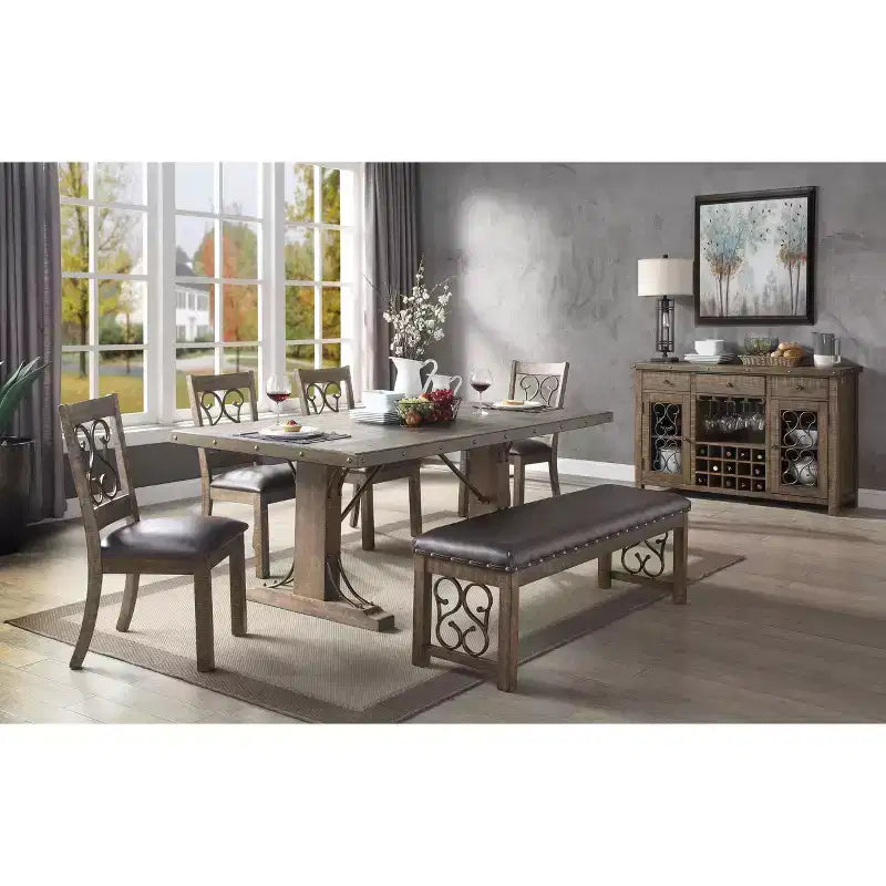 Table à manger rectangulaire de 78 po | Finition Cerisier vieilli