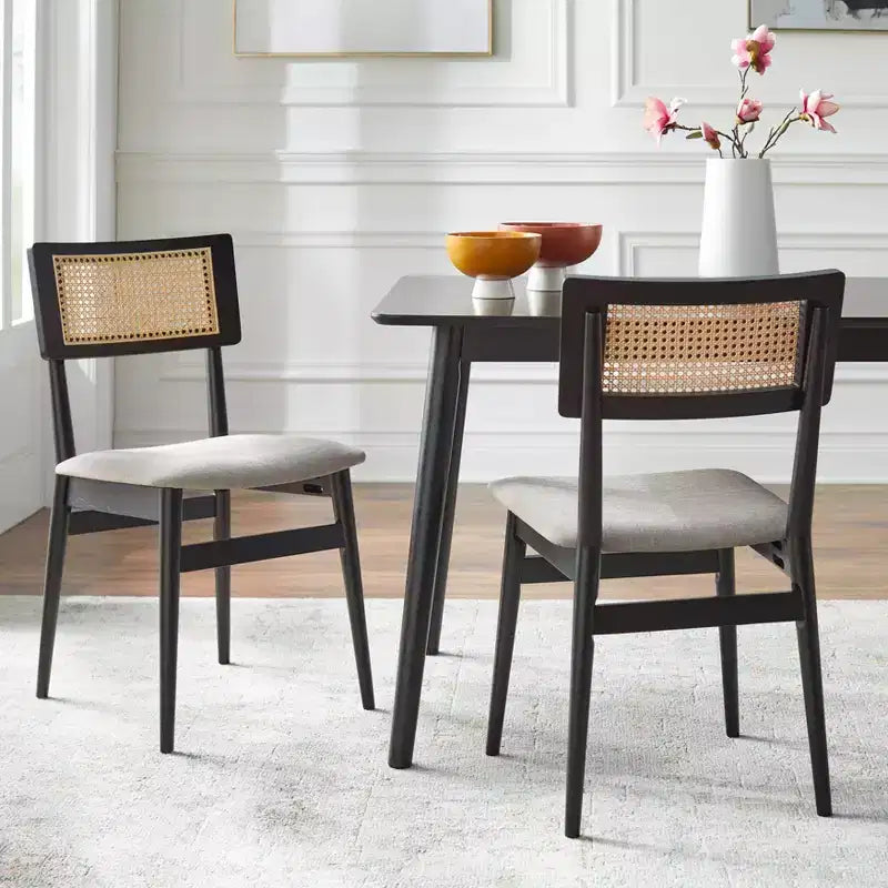 Ensemble de salle à manger rectangulaire 6 pièces noir | Table et chaises