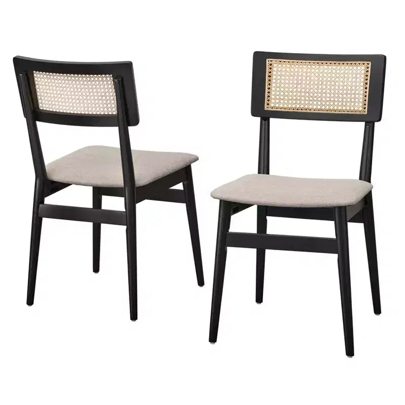 Ensemble de salle à manger rectangulaire 6 pièces noir | Table et chaises