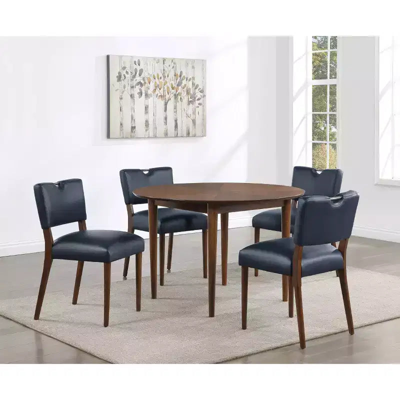 Table à manger ronde Comfort Pointe Bonito, finition noyer