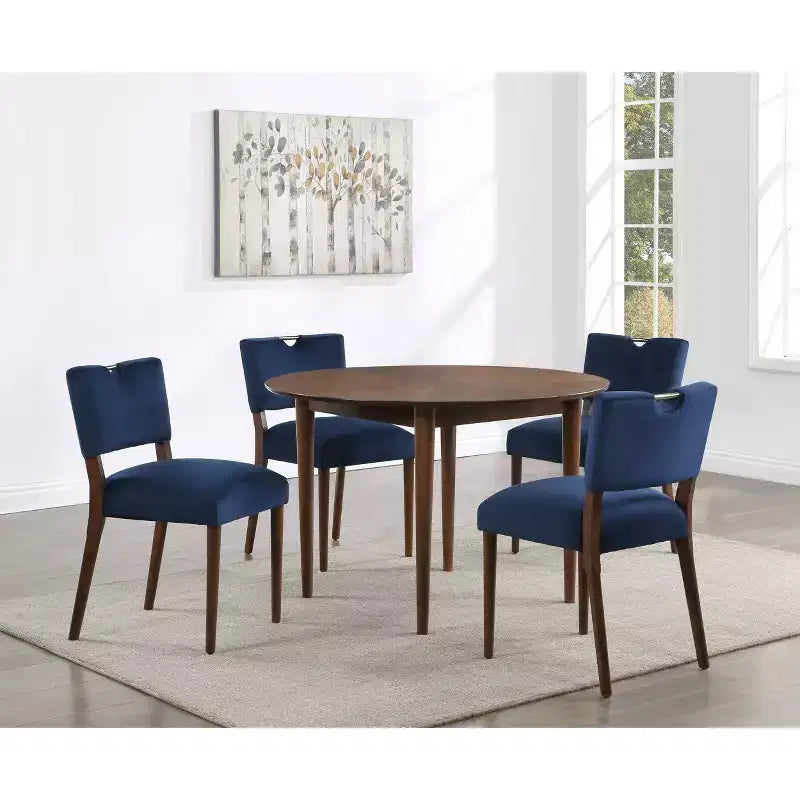 Table à manger ronde Comfort Pointe Bonito, finition noyer
