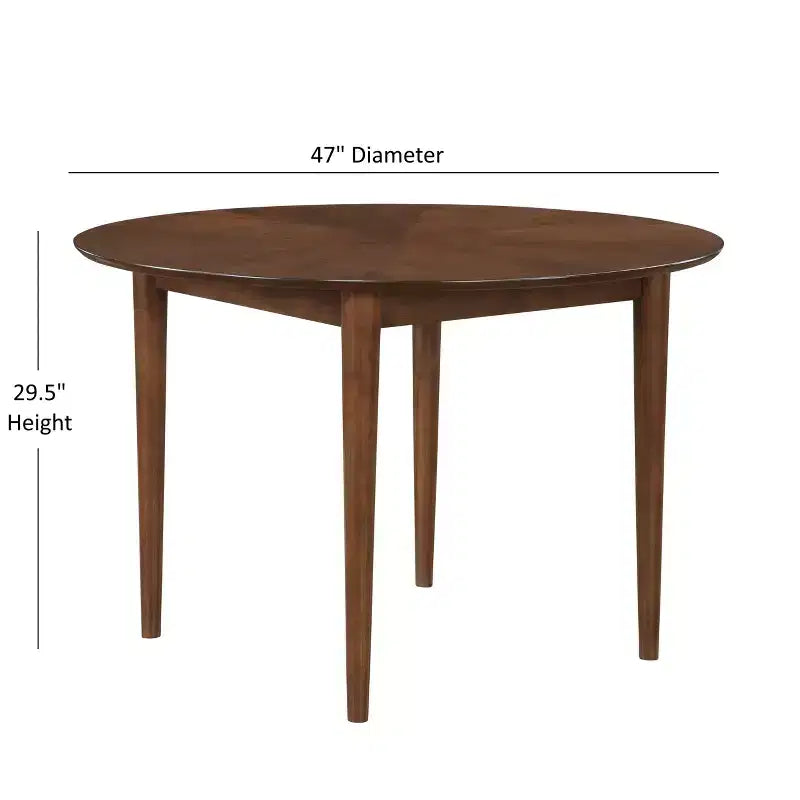 Table à manger ronde Comfort Pointe Bonito, finition noyer
