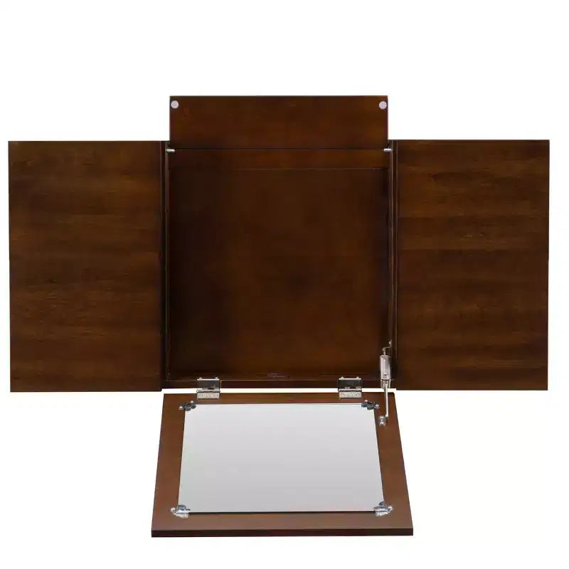 Coiffeuse en bois massif avec tabouret | Miroir basculant et rangement bohèmes