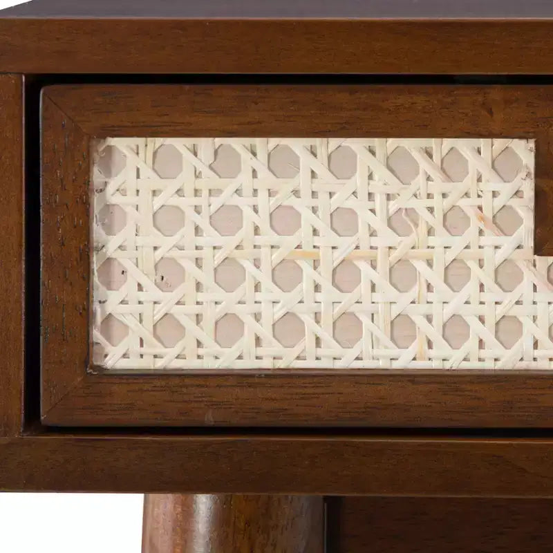 Coiffeuse en bois massif avec tabouret | Miroir basculant et rangement bohèmes