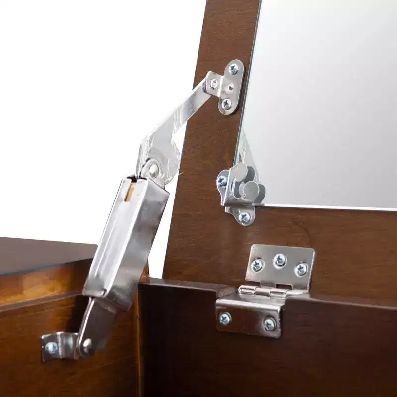 Coiffeuse en bois massif avec tabouret | Miroir basculant et rangement bohèmes