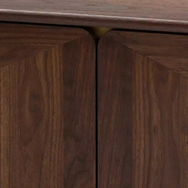 Table basse en bois à 2 tiroirs - Noyer brun et doré | Rangement de style Mid-Century