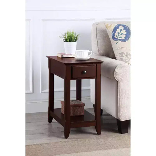 Table d'appoint Bertie 33 cm, finition espresso - Acme Furniture : style transitionnel, rangement ouvert, bois composite