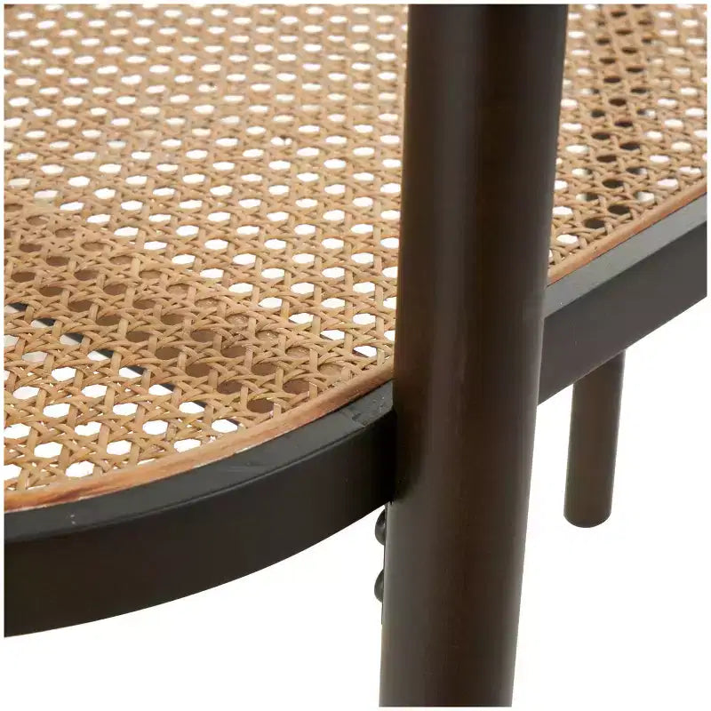 Console en rotin avec plateau en verre trempé marron | Style Campagne