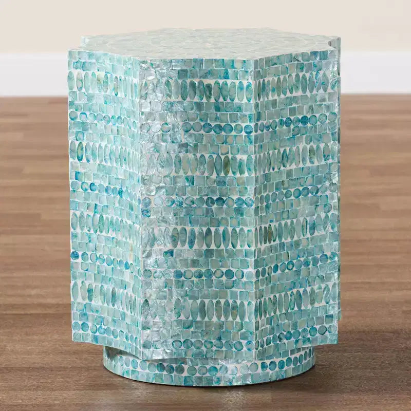 Table d'appoint en nacre | Dessus octogonal bohème, aucun assemblage requis