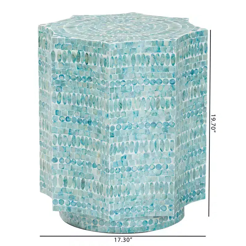 Table d'appoint en nacre | Dessus octogonal bohème, aucun assemblage requis