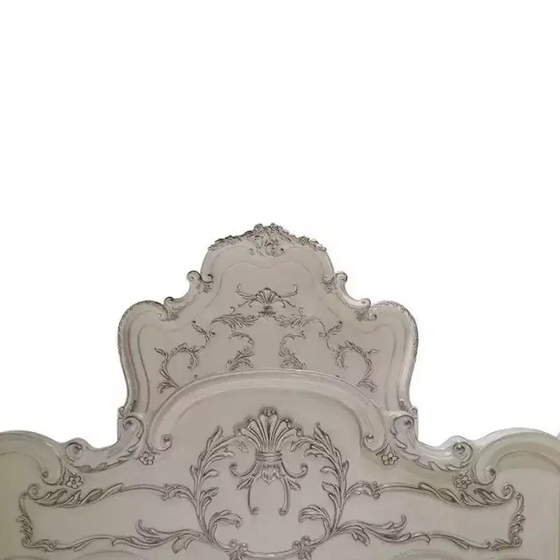 Lit California King 97" Blanc Cassé | Pieds à griffes traditionnels, similicuir