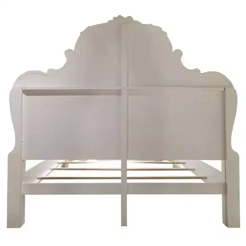 Lit California King 97" Blanc Cassé | Pieds à griffes traditionnels, similicuir
