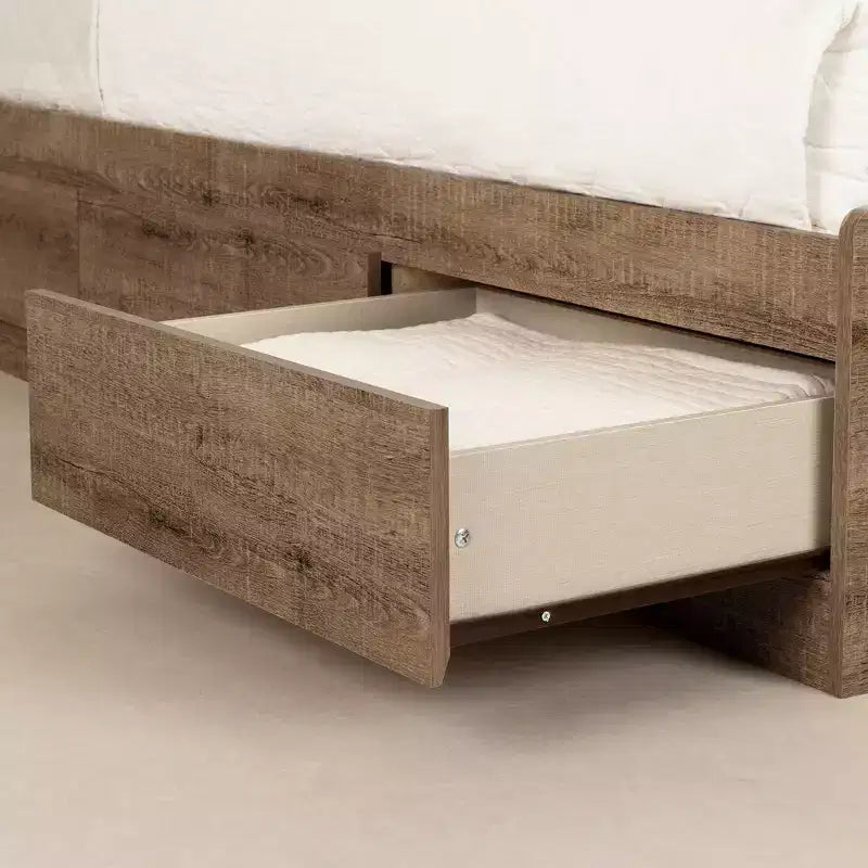 Lit jumeau Chêne vieilli marron | Tiroir de rangement, capacité 113 kg