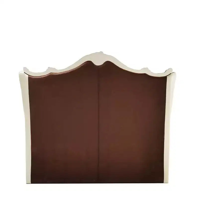Lit California King 95" blanc cassé | Similicuir couleur champagne, pieds griffes, capitonné