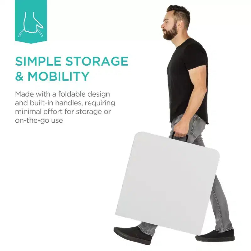 Table pliante en plastique 122 cm Intérieur et extérieur | Capacité 136 kg, Portable