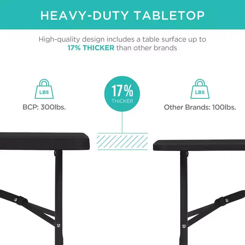 Table pliante en plastique 122 cm Intérieur et extérieur | Capacité 136 kg, Portable
