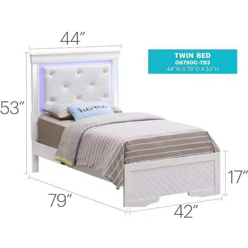 Lit double avec tête de lit LED | Cuir capitonné, finition bois gaufré