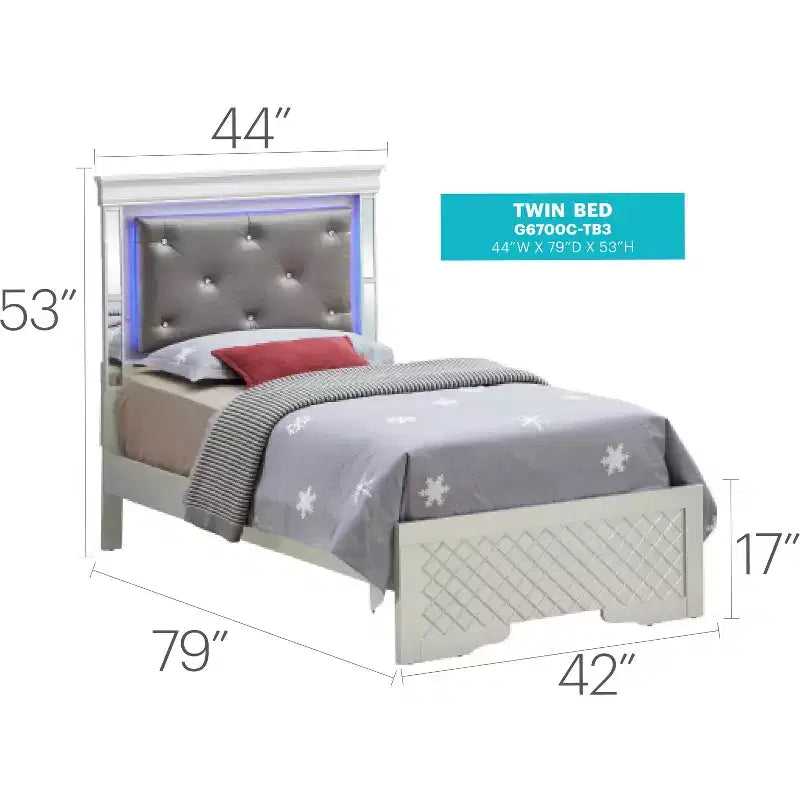 Lit double avec tête de lit LED | Cuir capitonné, finition bois gaufré