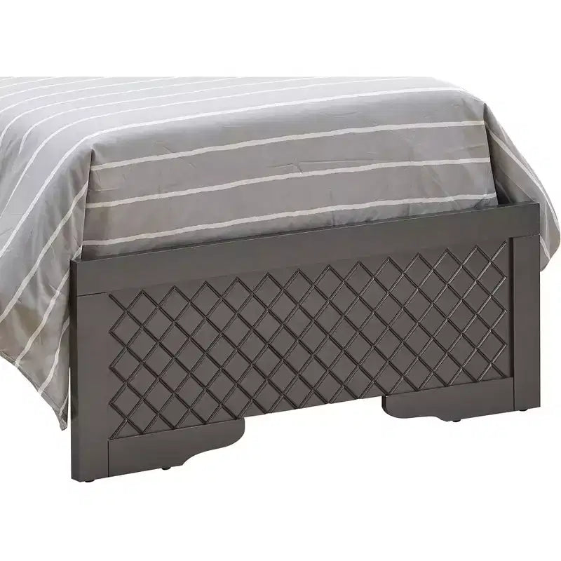 Lit double avec tête de lit LED | Cuir capitonné, finition bois gaufré