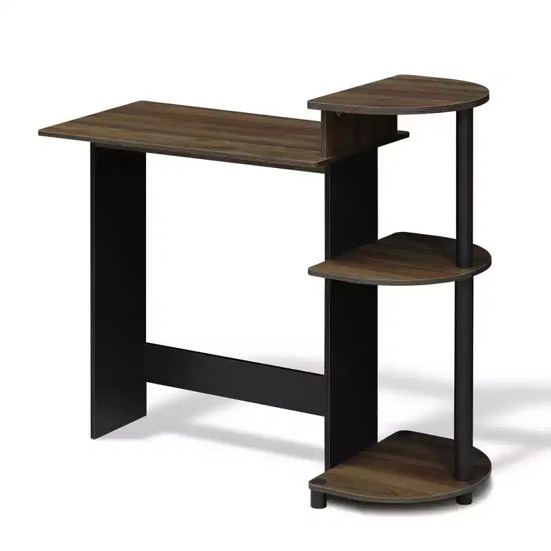 Bureau d'ordinateur d'angle compact avec étagères de rangement | Bureau à domicile