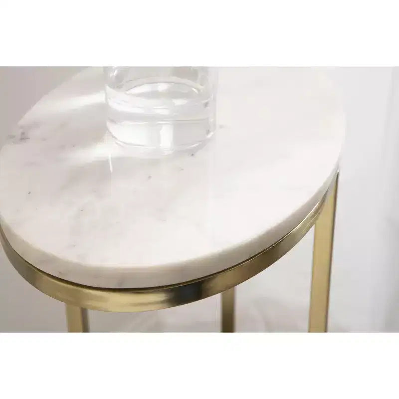 Table d'appoint ovale en métal 35x23x71 cm Or | Guéridon d'appoint
