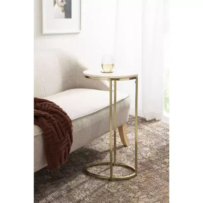 Table d'appoint ovale en métal 35x23x71 cm Or | Guéridon d'appoint