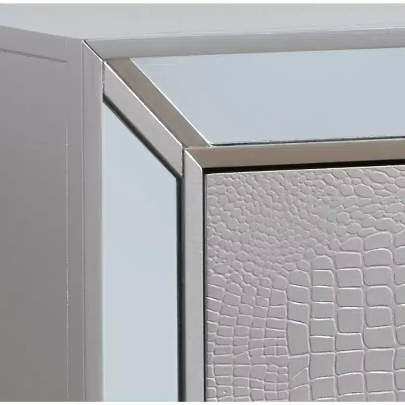 Table de chevet à 2 tiroirs avec miroirs décoratifs | 71 cm H x 43 cm L x 71 cm P
