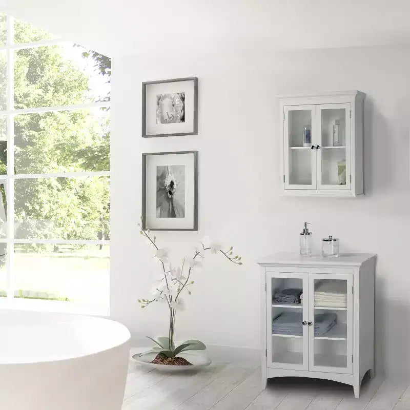 Teamson Home Armoire murale amovible 2 portes 20 x 24 po, blanc