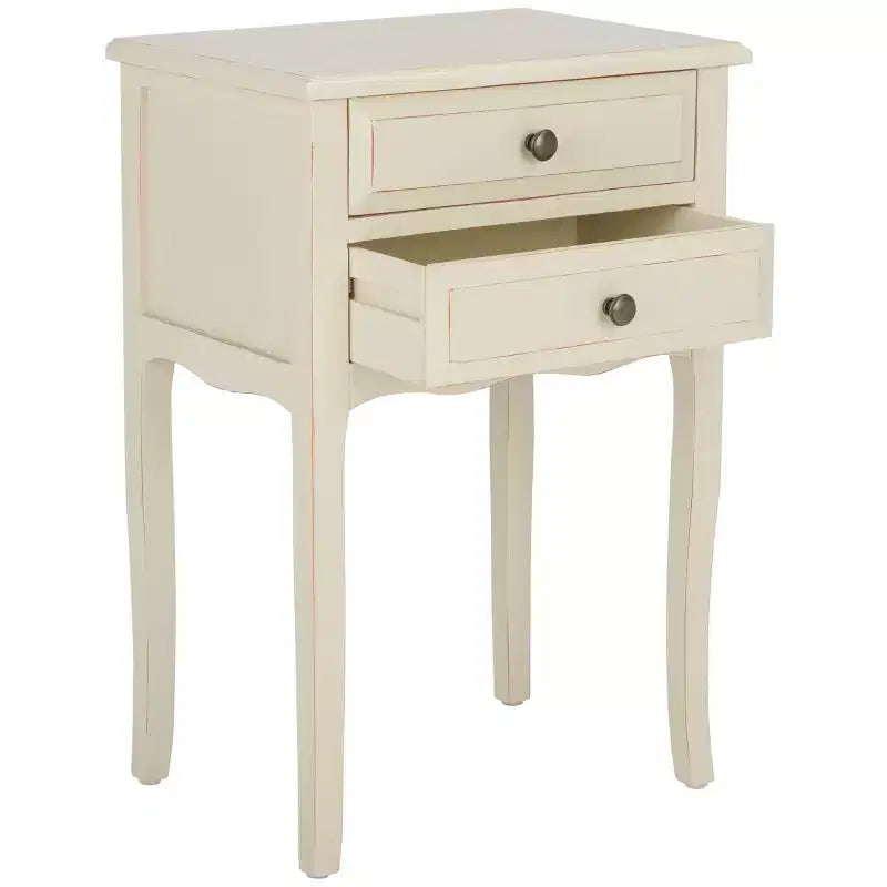 Table de Chevet de Ferme Française | Bouleau Blanc, 2 Tiroirs, Aucun Assemblage