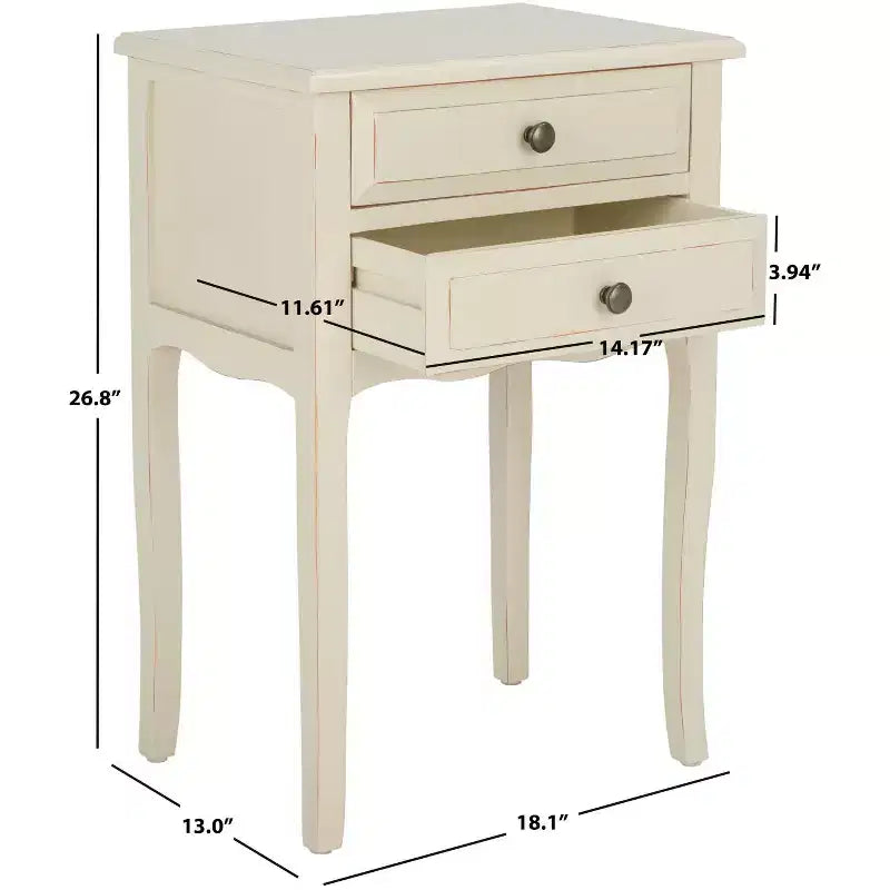 Table de Chevet de Ferme Française | Bouleau Blanc, 2 Tiroirs, Aucun Assemblage